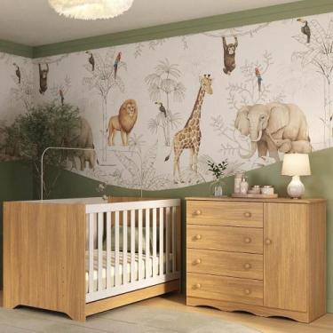 Imagem de Berço Americano 3 em 1 com Cômoda 1 Porta 4 Gavetas Realeza Multimóvei