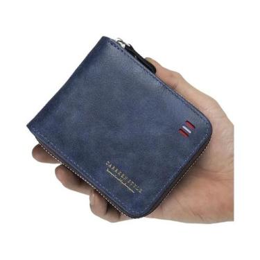 Imagem de Carteira Masculina Vintage Trifold Com Zíper, Bolsa De Moedas Casual C