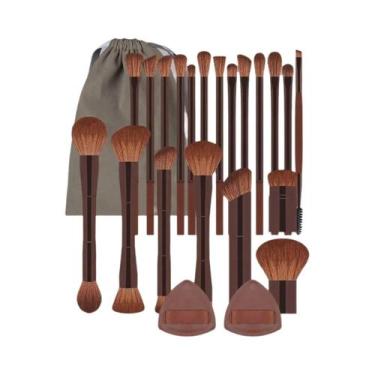 Imagem de Conjunto De 22 Pincéis De Maquiagem Profissionais Com Bolsa De Veludo,