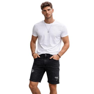 Imagem de Bermuda Sarja Reta Pedal Casual Masculina Max Denim 12103 Preto-Masculino