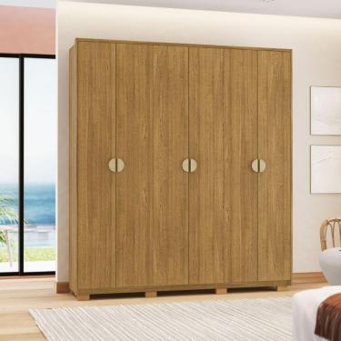 Imagem de Guarda Roupa Casal Uruguai Nature 6 Portas 4 Gavetas MDF Cor Nature Casa H