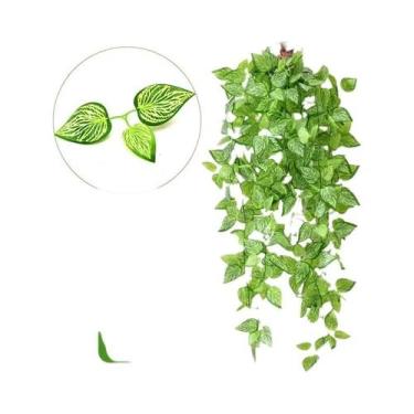Imagem de Folhas Verdes Artificiais De 105cm, Trepadeiras Falsas De Scindapsus C