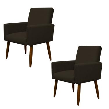 Imagem de Kit 2 Poltronas Decorativas Sala E Quarto Nina Suede Marrom Escuro Herrero