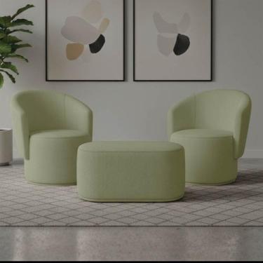 Imagem de Poltrona Kit 2 e Puff Orgânico Malu Max Bouclê M11 - D Rossi - DRossi,