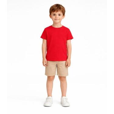 Imagem de Blusa Infantil Unissex Manga Curta Lisa Soletex Vermelho, 6, Vermelho