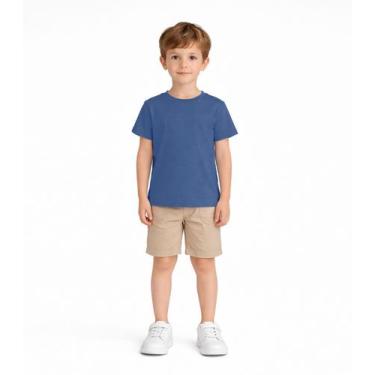 Imagem de Blusa Infantil Unissex Manga Curta Lisa Soletex Azul, 6, Azul