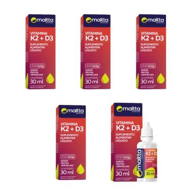 Imagem de Kit 5 Vitamina K2 + D3 5x30ml Sabor Frutas Vermelhas Maltta-Unissex