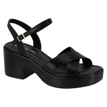 Imagem de Sandália Feminina Beira Rio Meia Pata Anabela Plataform -, Preto, 35