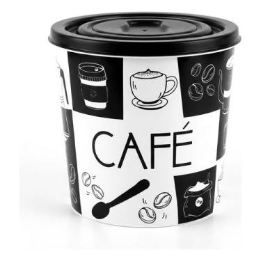 Imagem de Pote Plástico Tampa Hermética Decorado Cozinha 2 L - UZY, Café