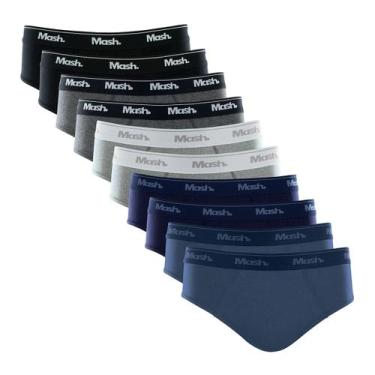 Imagem de Pack 10 Cuecas Slip Lisas Aleatórias Modelo em Malha Algodão Mash, Sor