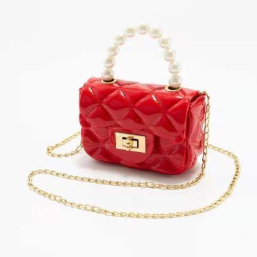 Imagem de Bolsinha Infantil Transversal OEM Mini Bag Blogueirinha com Pérolas 12cm X 5cm X 8cm Ve...