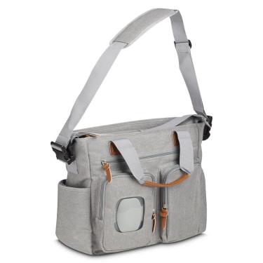 Imagem de Bolsa Multifuncional 29L com Porta Lenços Umedecidos e Múltiplos Bolsos Organizadores em Poliéster Resistente Cinza