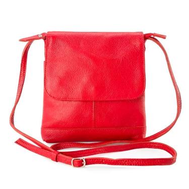 Imagem de Bolsa Transversal Tiracolo Premium Colchões Jô em Couro Bovino e Poliéster 17x37x35CM Vermelho para Uso Diário