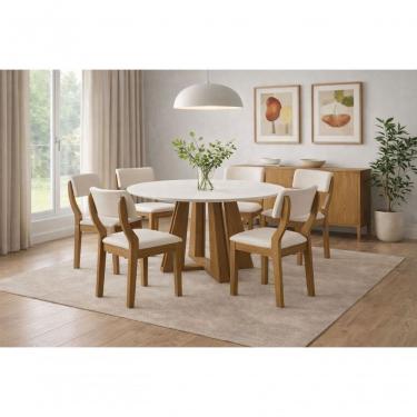 Imagem de Sala De Jantar Redonda 6 Cadeiras 1,35 Ibiza -domus Móveis