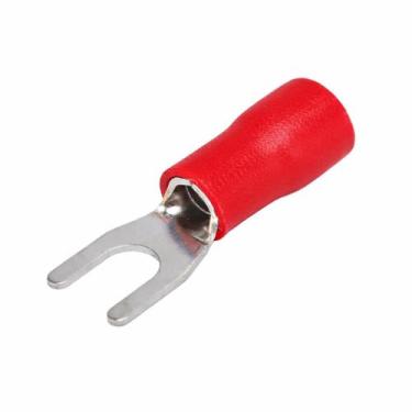 Imagem de Kit 100 Terminal Elétrico Forquilha Garfo 0,5 a 1,5mm Vermelho - ATMX
