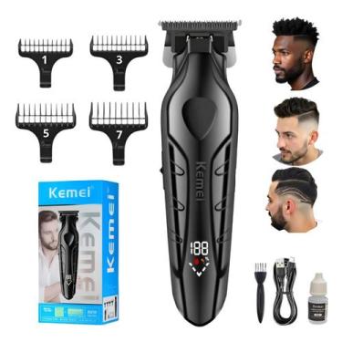 Imagem de Máquina Profissional Cabelo Barba Aparador Recarregável - KEMEI