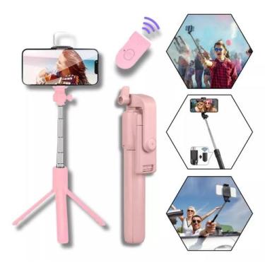 Imagem de Bastão Pau de Selfie Tripé Retrátil Com Luz LED Controle Bluetooth Cel
