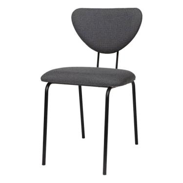Imagem de Cadeira de Jantar Estofada Design Industrial e Pés em Aço Vitta Preto / Linho Grafite