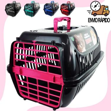 Imagem de Caixa de Transporte para Pets OEM N1 para Gatos e Cães em Polipropileno Preto Rosa 30x4...