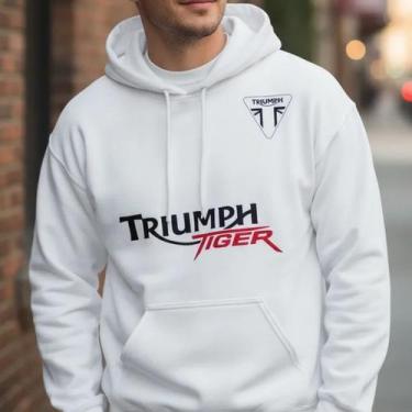 Imagem de Blusa De Moletom Casaco De Frio Triumph Tiger Combolso Capuz, Branco, 