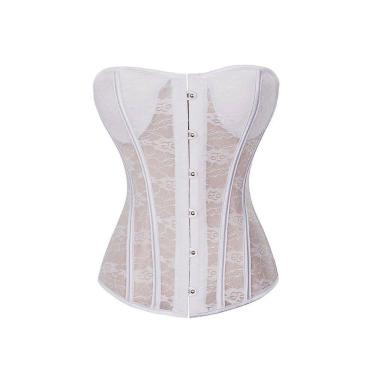 Imagem de Corselet Branco Com Renda Transparente 8012 Gg/Xl