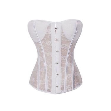Imagem de Corselet Branco Com Renda Transparente 8012 Gg/Xl