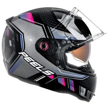 Imagem de Capacete Feminino Peels Icon Force Roxo Oculos Interno Moto, Preto Bri