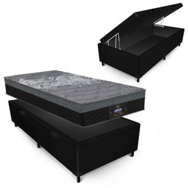 Imagem de Conjunto Gazin New York Preto Box Baú Max Ultra Suede Preto Solteiro 8