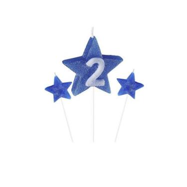 Imagem de Vela de Aniversário New Star Azul - Número 2 - Curifest
