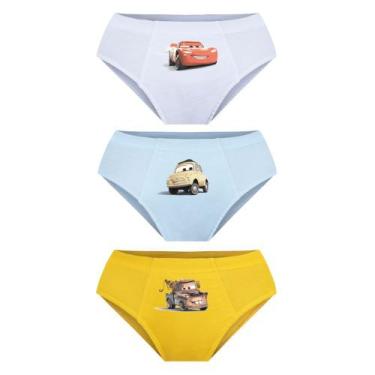 Imagem de Kit 3 Cueca Slip Carros Lupo Algodão Infantil 175-089, Sortido 0963, M