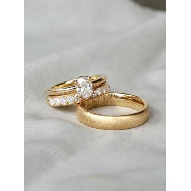 Imagem de Par de Alianças Closet Joias em Ouro 18k com Pedraria, 23