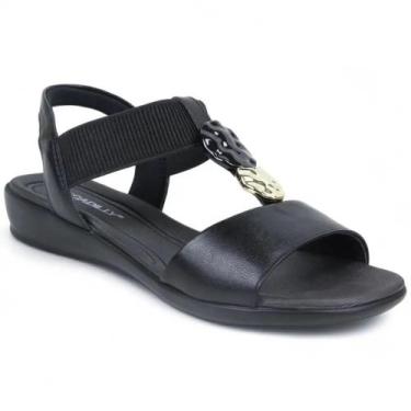 Imagem de Sandália piccadilly feminina 500405, Preto, Dourado, 35