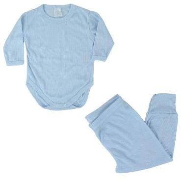 Imagem de Pijama Bebê Azul&Rosa Poliviscose Longo Body Azul - 0092, GG