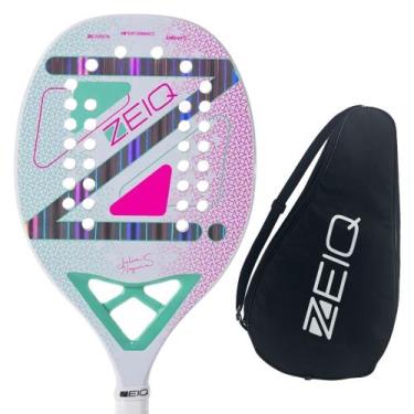 Imagem de Raquete Beach Tennis Zeiq Advanced 3K Julia Nogueira White, 324g - 26.