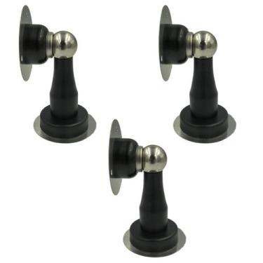 Imagem de Kit 3 prendedor batedor porta magnetico adesivo preto fosco - Portaber