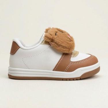 Imagem de Tênis Molekinha Bebê Infantil Com Pelúcia Capivara Branco, Branco, Ave