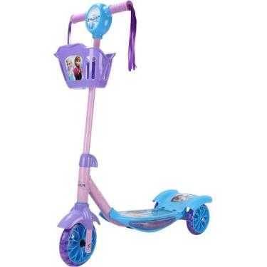 Imagem de Patinete Infantil 3 Rodas com Cestinha Led e Som - Disney Frozen - BBR
