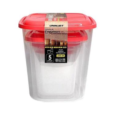Imagem de Kit Porta Mantimentos 5 Peças Uninjet Vermelho