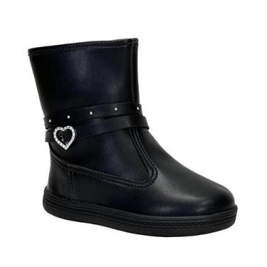 Imagem de Bota Infantil Molekinha Coração Menina - Preto, 21