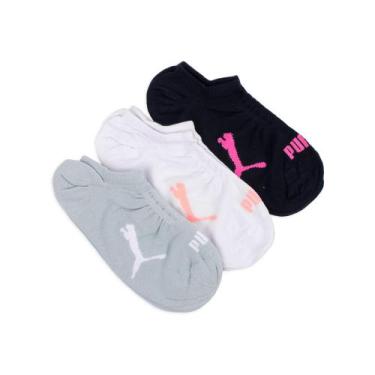 Imagem de Kit Meia Puma Sapatilha Feminina Esportiva 3 Pares 34/39, Azul