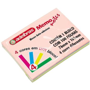 Imagem de Bloco de Recado Autoadesivo Memonote 76X102 Neon 100FLS. - Adelbras