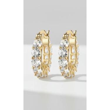 Imagem de Argola Feminina Cravejada Banhada Ouro 18mm - Congratulations Store