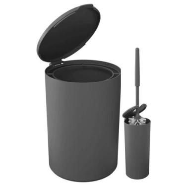 Imagem de Kit Banheiro Coza Brinox Serene Cinza Chumbo com Lixeira 5L e Escova S