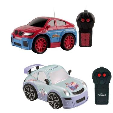 Imagem de Brinquedo Kit Veículo Controle Remoto Homem-aranha High Speed e Frozen Snow Machine com 3 Funções Plástico Vermelho