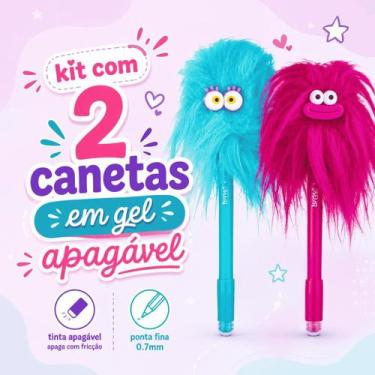 Imagem de Kit com 2 Unidades Caneta Apagável Esferográfica Com Cabelo Crazy Fluf