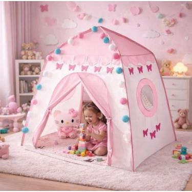Imagem de Barraca Borboleta Com LUZ LED Aconchegante Cabana Infantil 1,30x1,30 -
