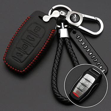 Imagem de WSWJDW Couro Luminoso Remoto Fob Shell Porta-Chave do Carro Capa Chaveiro Anel Chave Bolsa, Adequado para Great Wall Haval Coupe H7 H8 H9 GMW H6, Vermelho