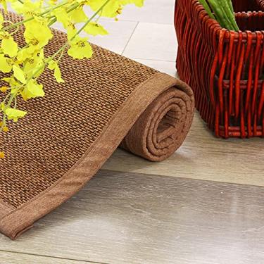 Imagem de Tapetes de bambu para sala de estar, tapetes naturais antiderrapantes para cozinha, capacho grosso de 14 mm, tapete de área de verão marrom bege fácil de limpar (cor: B, tamanho: 130 x 180 cm (4,3 pés x 6 pés)