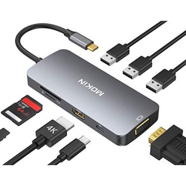 Imagem de Adaptador USB C Hub multiportas USB C para MacBook Pro 2023 2022 2021 2020, hub USB C para HDMI VGA SD TF leitor de cartão 3USB 3.0 e porta de passagem de alimentação USB C