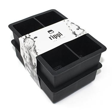 Imagem de Bandeja Rippl Ice Cube – Bandeja de cubo de gelo grande para Whiskey – Bandeja de cubo de gelo de silicone – Conjunto com 2, Preto, 6 Cavity, 1
